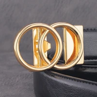 high quality double loop belt mens automatic buckle designer fashion genuine leather 3 5 cm wide black luxury belt
