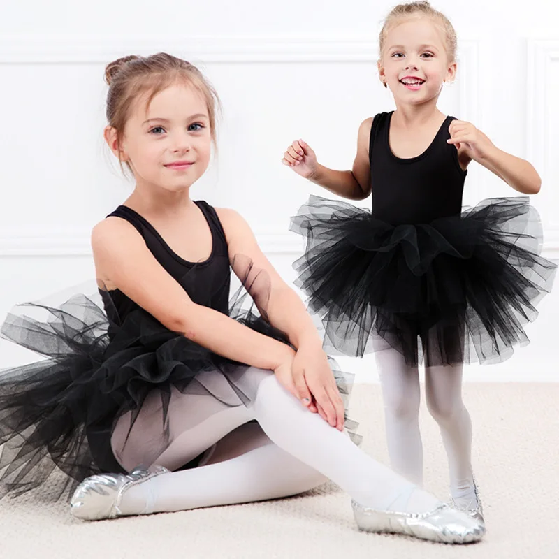 Kids Tutu Dresses for Girls Gymnastics Suit Children's Dance Clothes Exercise Clothing Ballet Dress Cotton One-piece | Детская