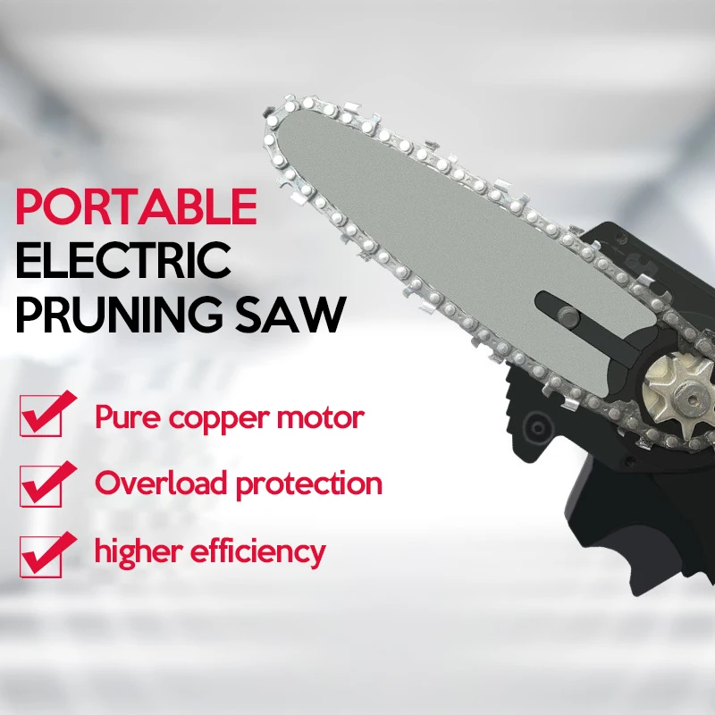24V Rechargeable Lithium Battery Electric Pruning Saw, Portable Mini Woodworking Chainsaw for Garden Logging image 2
