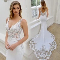 2021 new sexy v neck wedding dresses elastic fabric luxury lace wedding gown %d1%81%d0%b2%d0%b0%d0%b4%d0%b5%d0%b1%d0%bd%d0%be%d0%b5 %d0%bf%d0%bb%d0%b0%d1%82%d1%8c%d0%b5