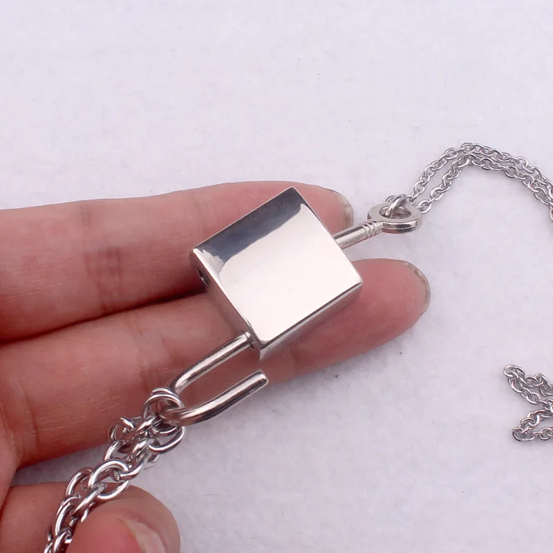 _ Двухслойная цепочка из нержавеющей стали в стиле панк с подвеской замком