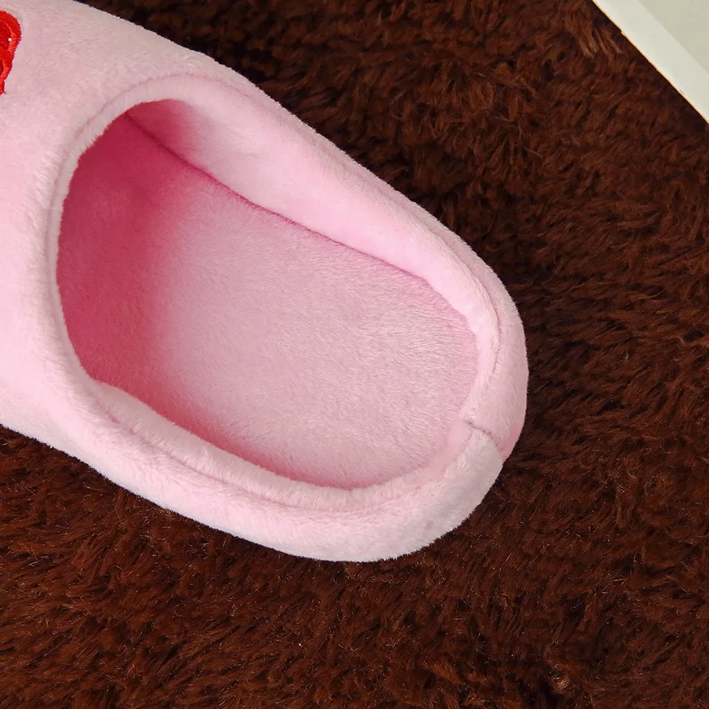 Женские блестящие мягкие тапочки без застежек с искусственными розами теплая