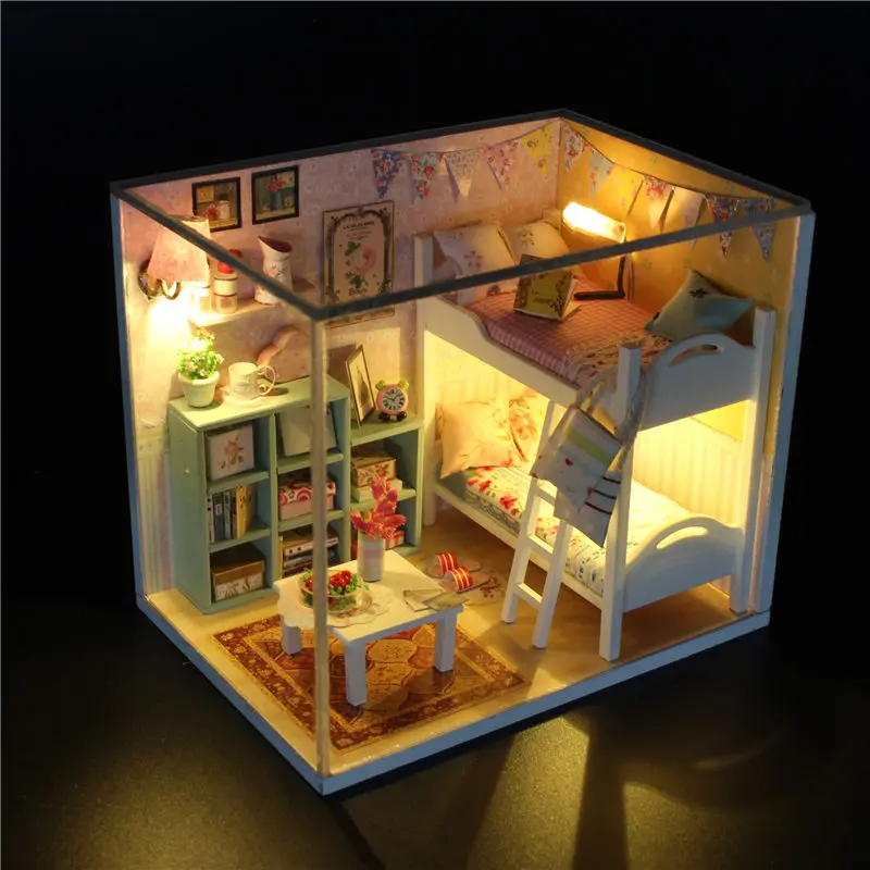 

Wooden Doll house Casa 3D Miniature Diy Dollhouse Furniture For Dolls Wood Model Building Toys For Kits Children Drop Shi