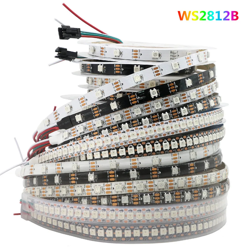 

1m 2m 3m 4m 5m WS2812B WS2812 Led Strip,Individually Addressable Smart RGB Led Strip,Black/White PCB Waterproof IP30/65/67 DC5V