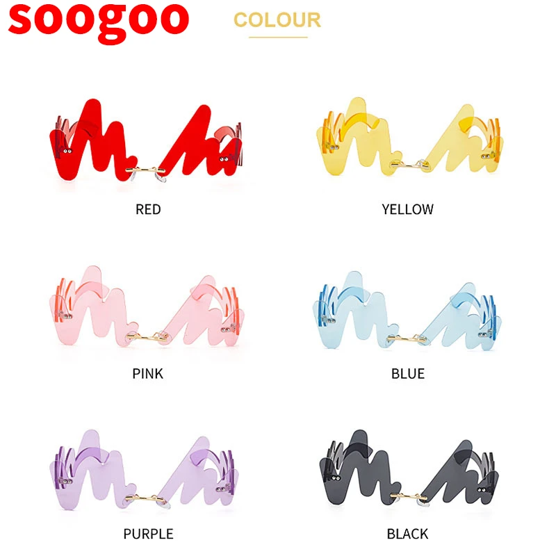 

Fashion Party Funny Sun Glasses Wave Shape Cool Ocean Beach Irregular Colorful Sun Glasses Luxury Brand Designer Eyewear UV400