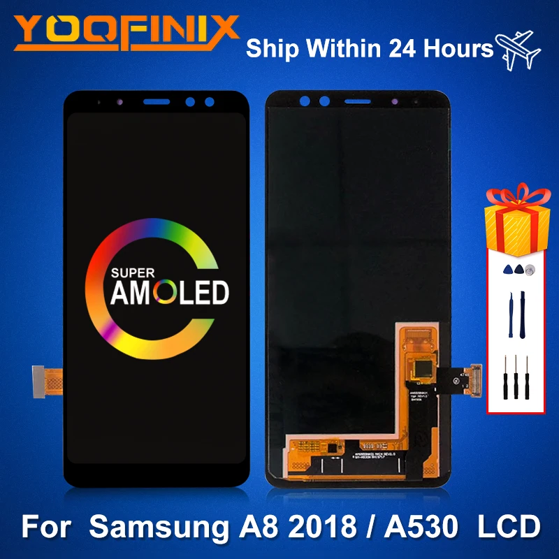 ЖК дисплей 5 6 дюйма Super AMOLED для Samsung Galaxy A8 2018 A530 сменные детали в сборе A530F/DS