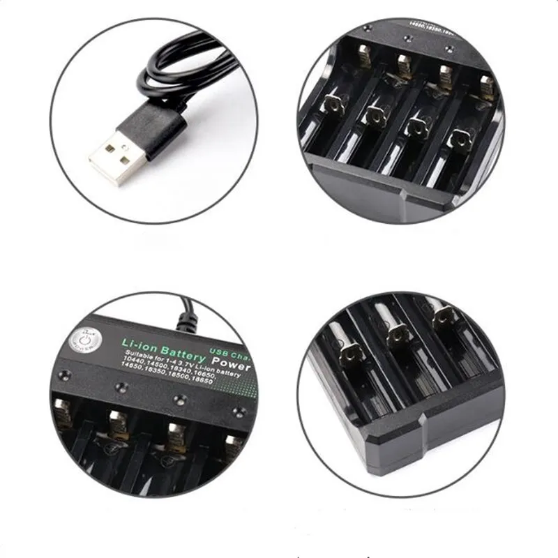 Usb зарядка 18650 18350 зарядного устройства 2/4 слота перезаряжаемые фонарик локатор громкоговоритель 3,7 V литиевая батарея независимой зарядкой