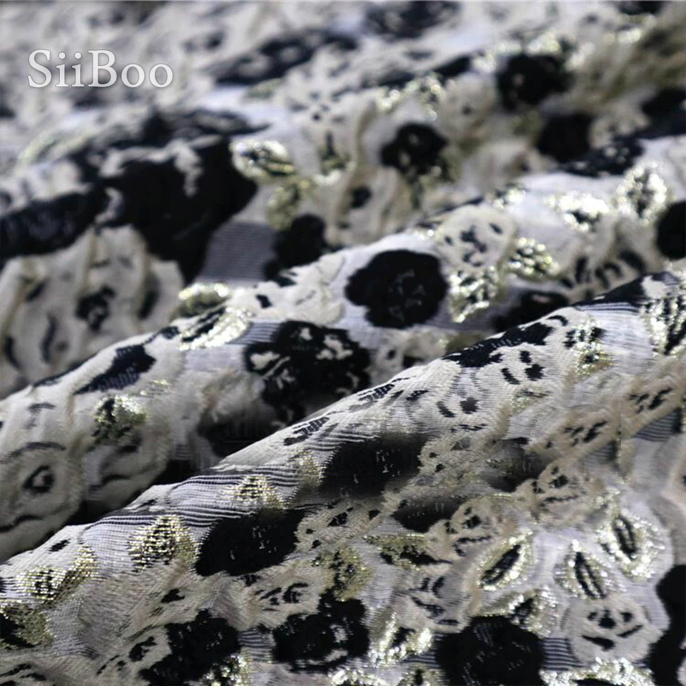 Роскошная парча в форме розы с металлическими вставками для костюма юбки платья