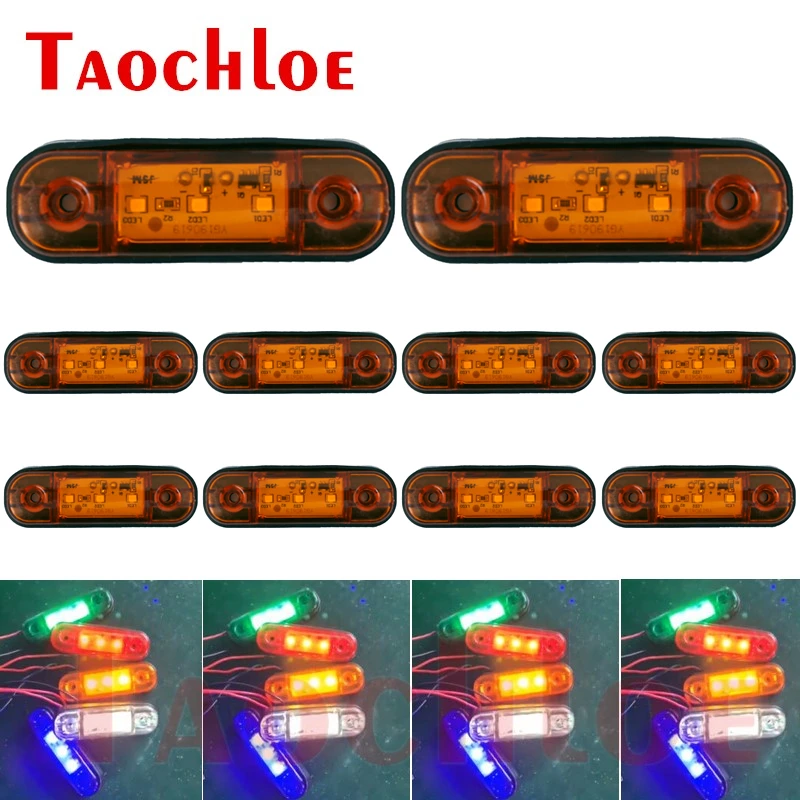 

10Pcs 12V 24V LED Side Marker Signaling Lamp Truck Trailer Turn Signals Clearance Lights Bus Car Running Light White Amber