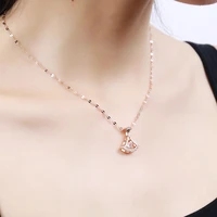 new advanced sense smart princess skirt clavicle chain titanium steel necklace female gold plated jewelry