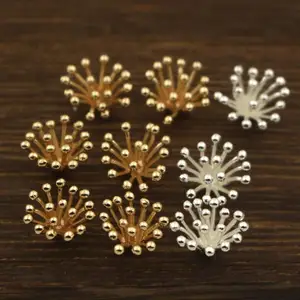 30 шт., 10x15 мм Латунное металлическое литье тиснение филигрань пестики тычинки цветами; Для детей с булавки с шариком Подвески качества изделий 