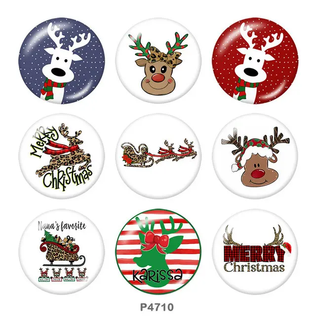 

DEER MERRY Christmas 12mm/18mm/20mm/25mm/30mm Round glass cabochon flat back Making findings snap button jewelry P4710