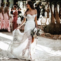 simple lace wedding dress mermaid 2021 bride dress sweetheart bohemian wedding dress boho illusion wedding gowns plus size