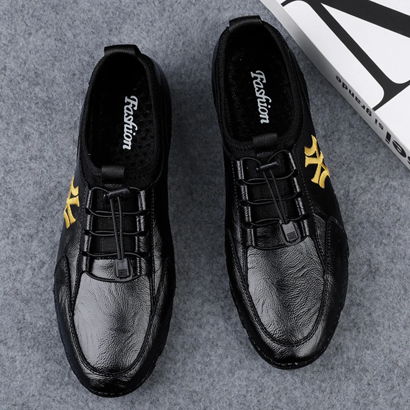 

Retro Black Coffee Business PU Leather Shoes Men Casual Walking Shoes Outdoor Casual Travel Sneakers Luxury Designer Men Shoes