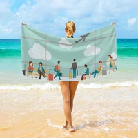 2021 new cartoon printed beach towel outdoor sports fitness wicking quick drying bath towel swimming surf shawl