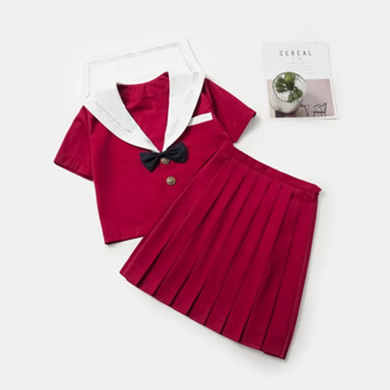 

New Red JK Uniform Autumn Summer Japanese School Uniforms High School For Girls Sailor Pleated Skirt JK Sets Cosplay Clothing
