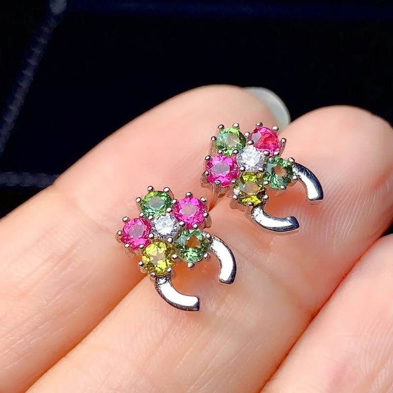 

Original Tourmaline-studded Water Earrings Exquisite and Elegant Charm Creative Female 925 Silver Jewelry