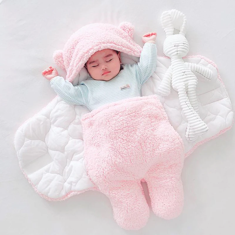 

Мягкие одеяла, детский спальный мешок, конверт из овечьей шерсти для новорожденных, спальный мешок, плотный хлопковый кокон для новорожденн...
