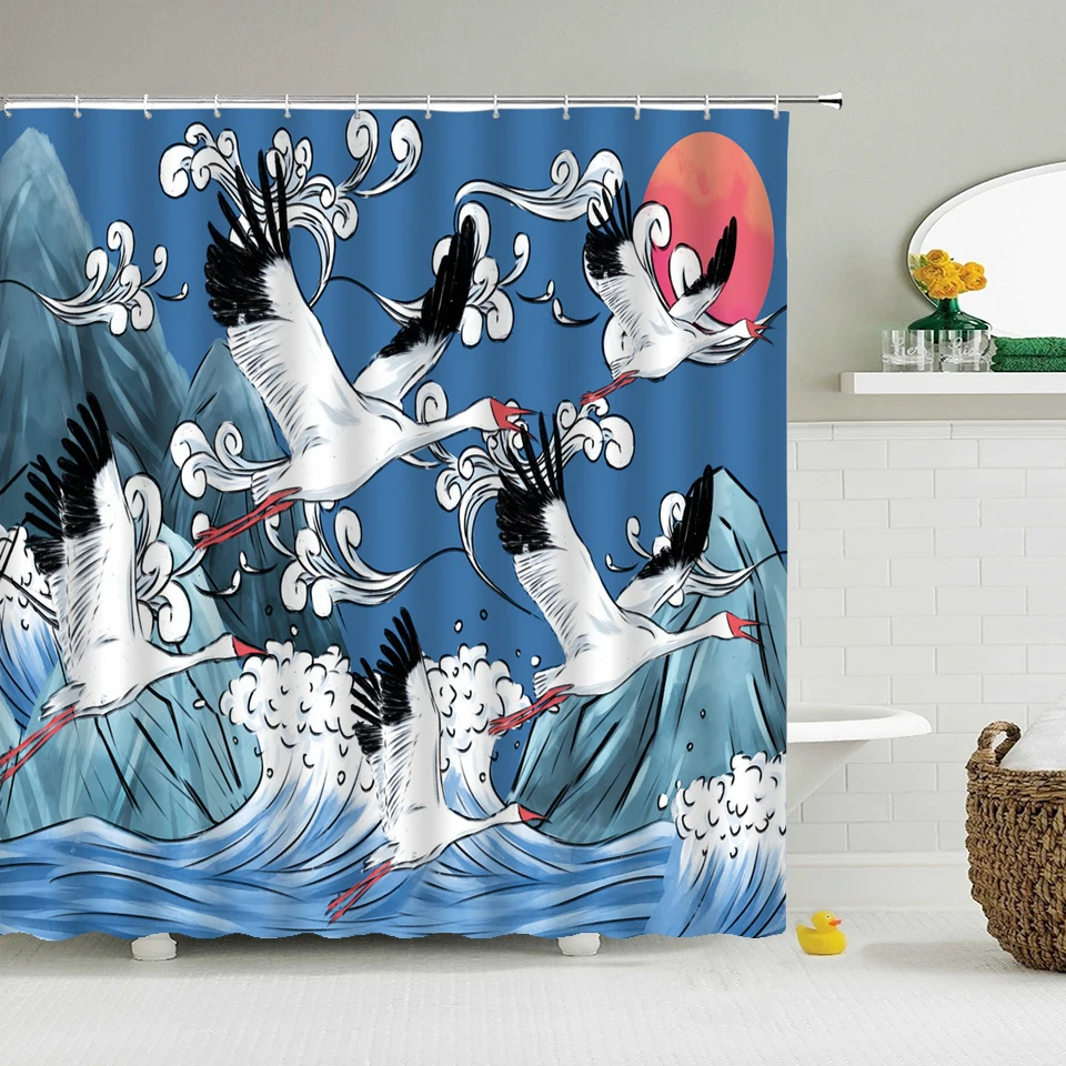 

Flowers And Birds Bathroom Shower Curtains With Hooks Waterproof Bath Curtain Polyester Cloth 3d Printing Decor Bath Screen