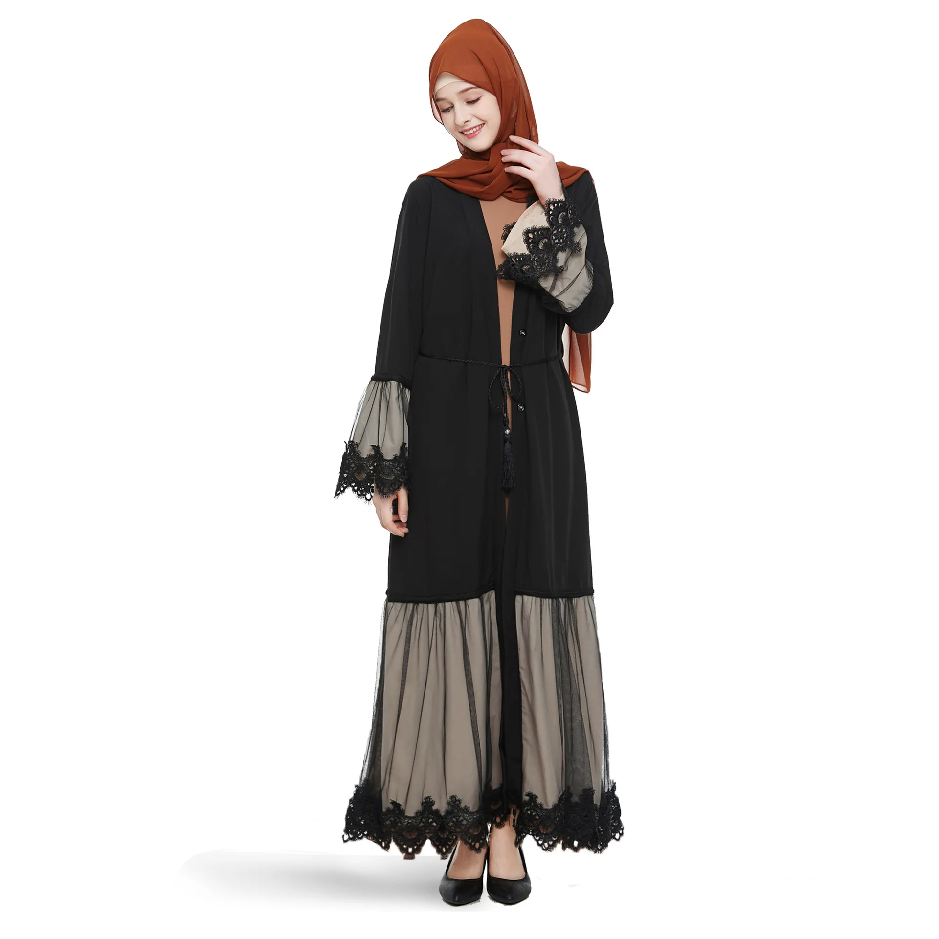 

Middle Eastern Ladies Stitching Cardigan Long Skirt Muslim Abaya Worship Ramadan Eid Mubarak Islamic Clothing Plus Size Dress