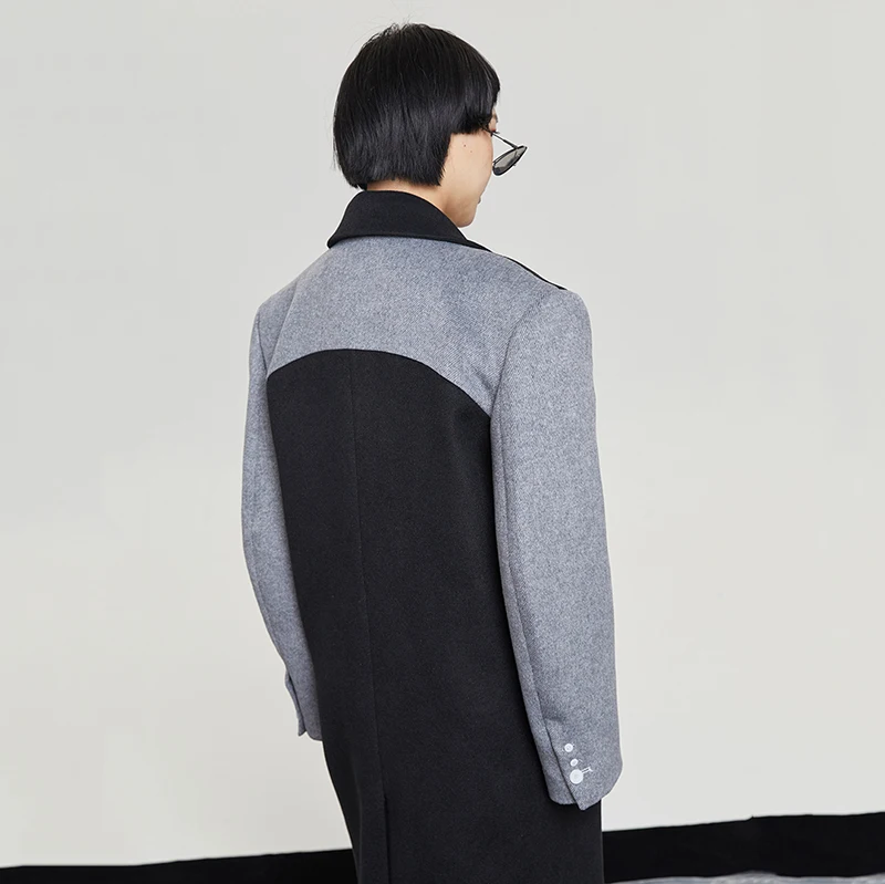 

Fit Pu Loose Leather Spliced Embroidery Woolen Coat Parkas New Long Sleeve Women Fashion Tide Autumn Winter 2021 1DD3499