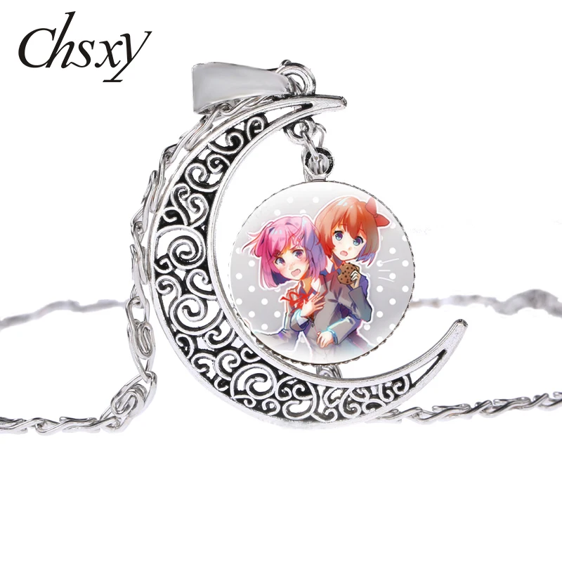 

Ожерелье Doki в стиле литературы, клуба, аниме, мультяшная фигурка, искусство, фото, стеклянный купол, луна, кулон, креативные цепочки на шею, Же...