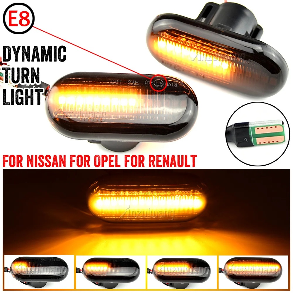 

2Pcs Dynamic LED Side Marker Lights Flowing Turn For Dacia Duster Dokker Lodgy Renault Megane 1 Clio1 2 KANGOO ESPACE Smart