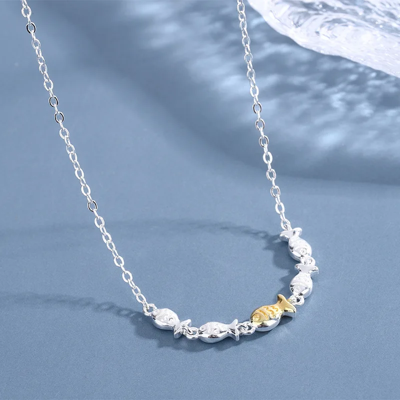

YIZIZAI Fashion School of Fish Bracelet Creative Boho Style Couple Fish Pendent Necklaces Famale Accessory Collares Bijoux Femme