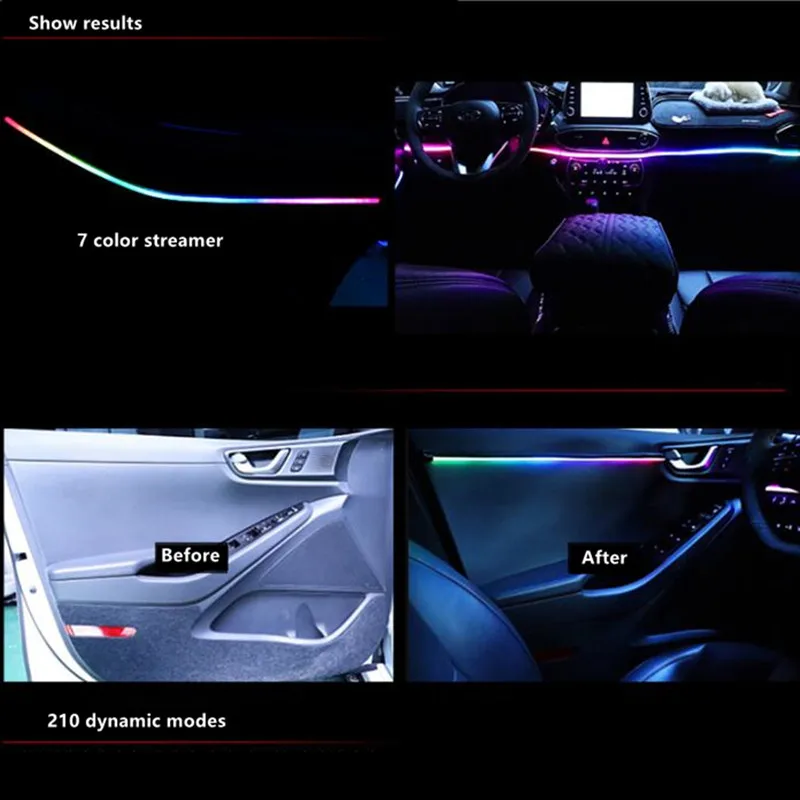 6 in 1 symphony car ambient lights rgb car interior acrylic light guide fiber optic universal car decoration atmosphere lights free global shipping