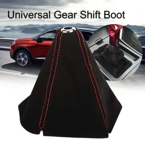 1pcs Red Racing Car Universal Suede Leather Manual Gear Shift Knob Boot Gear Shift Knob Cover Collars RS-SFN002