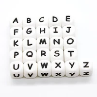 cute idea 20pcs letter silicone beads 12mm baby teether sensory beads chewing alphabet bead for handmade diy teething products