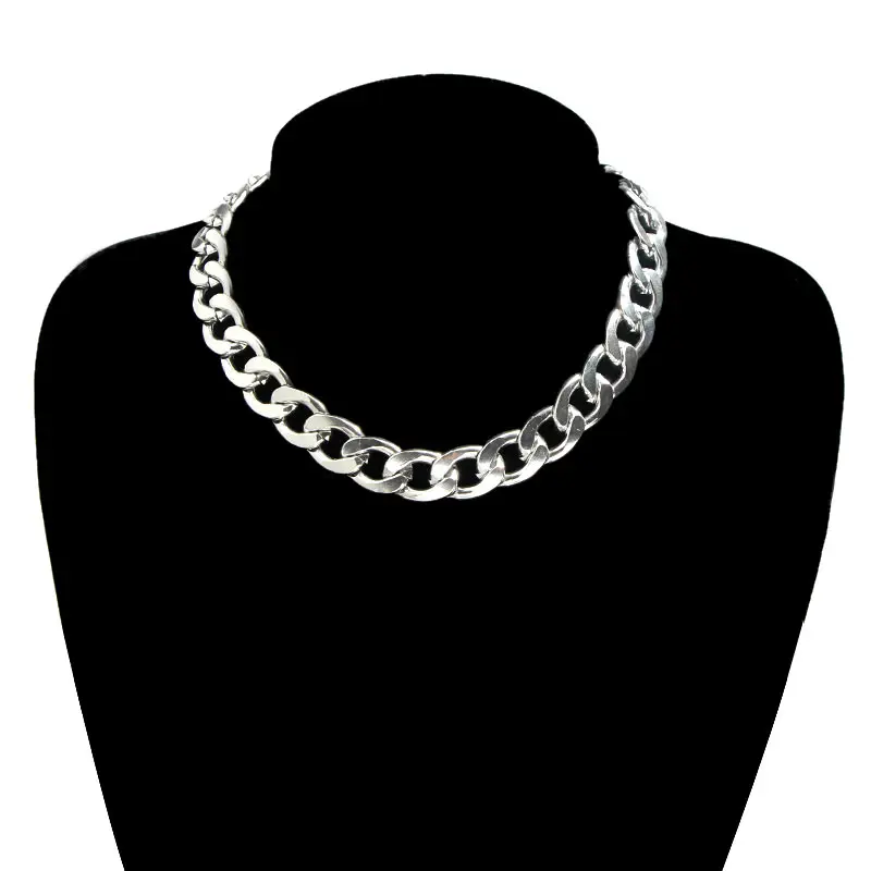 Flatfoosie 2020 Chunky Chain Choker Necklace Women Men Punk Rock Statement Silver Color Collar Charm Vintage Jewelry | Украшения и