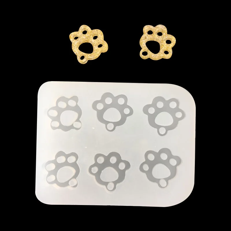 Ornament Perforated DIY Silicone Mold UV Glue Epoxy Resin Kitten Claw Footprints Baking Accessories for Pendants | Дом и сад