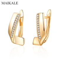 maikale new fashion gold color cubic zirconia stud earrings copper plated cz geometric earrings wedding party jewelry cute gifts