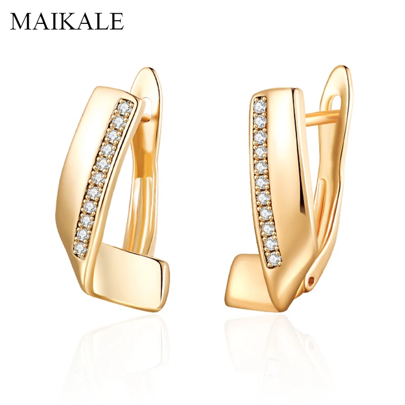 Женские Геометрические серьги MAIKALE золотого цвета с цирконием кубической