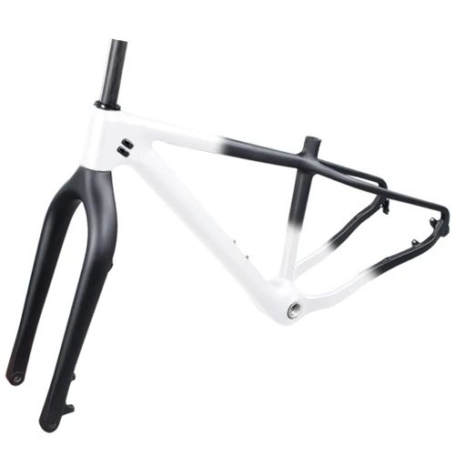 Front half white T800 карбоновая рама для снежного жира 1-1/8 to1-1/2 коническая рама 31,6 мм Подседельный штырь рама+ вилка ось через заднюю часть и крюк задний обмен - Цвет: Front half white