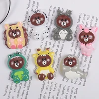 10pcs multicolors flatback resin bear earring charms for necklace keychain pendant diy making accessories