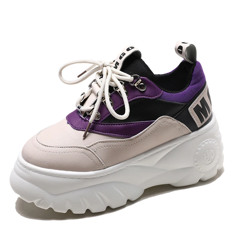 Кроссовки на платформе обувь для папы Новинка 2019 года женская с высоким берцем