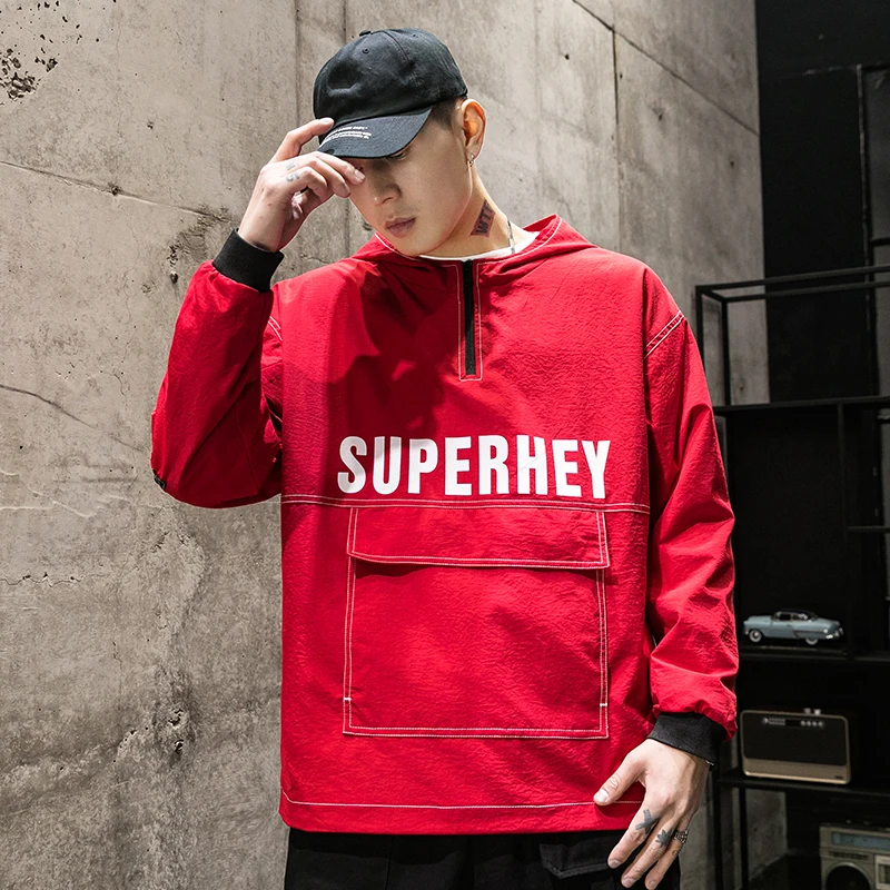 Куртка мужская с капюшоном свободная толстовка в стиле Харадзюку пуловер модный