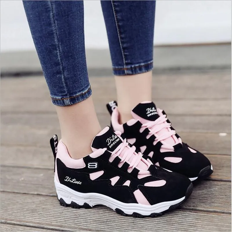 Женские кроссовки в стиле Харадзюку белые или черные повседневные на платформе AD