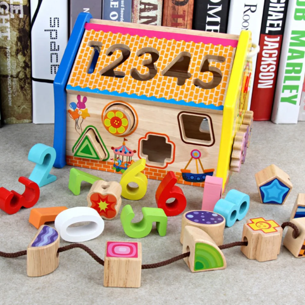 

1 Set Wooden Number House Kids Cognitive Educational Clock Plaything