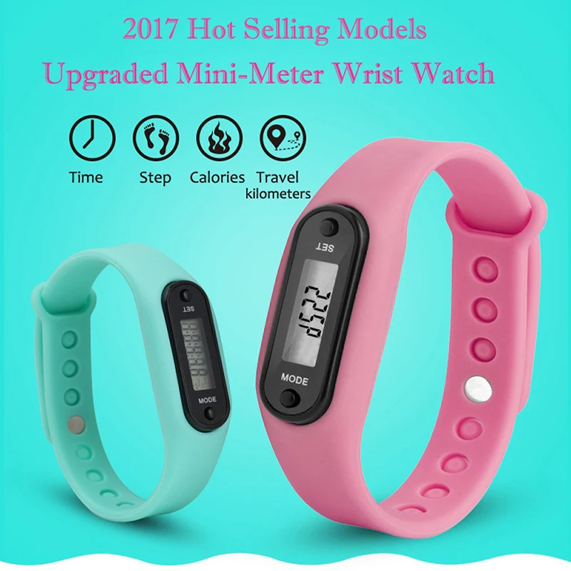 Mini Plastic Pedometer Bracelet Digital LCD Display Multicolor Silicone Wristband Calorie Calculator Distance | Электроника