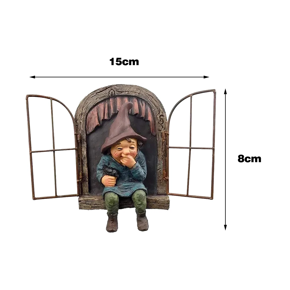 

3D Garden Peeker Yard Art Whimsical Tree Sculpture Garden Decoration Dwarf Gnome Resin Statues Courtyard Tree Decoration