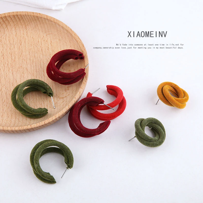 4 шт. женские серьги гвоздики в Корейском стиле для дам новинка флокированные