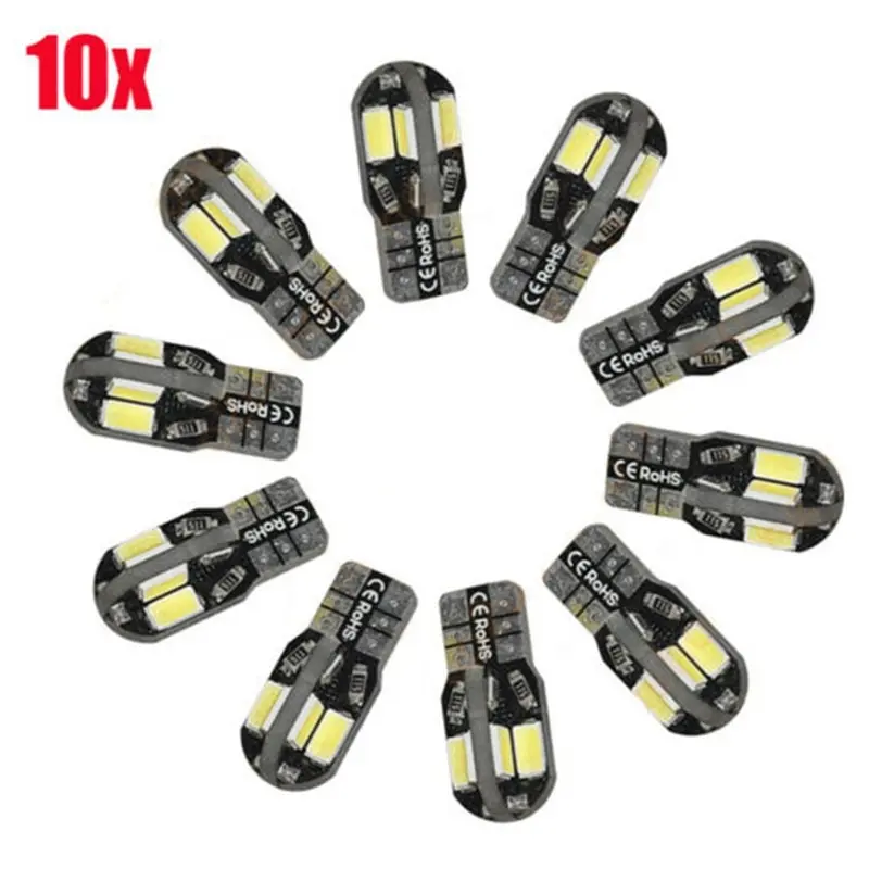 

Lcyonger 10PCS Canbus W5W T10 5730 T10 8 LED SMD White Car Side Wedge Light Lamp Car Auto Light Accessories