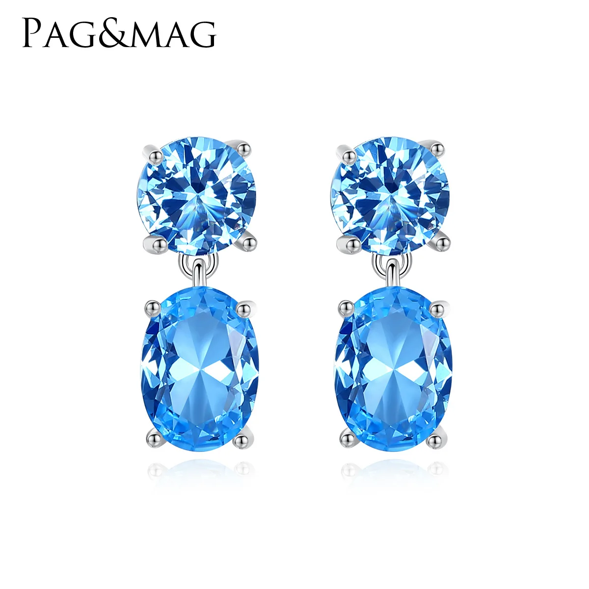

PAG&MAG 925 pure silver earrings four claw earrings European and American fashion rhinestone earrings