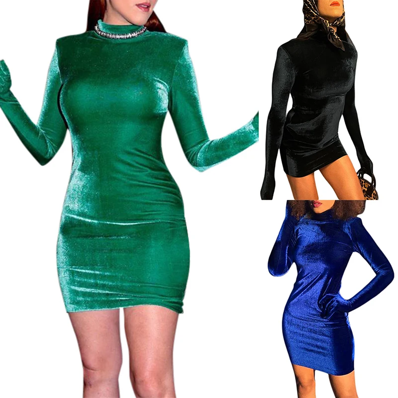 

Kayotuas Women Dress Spring Autumn Bag Hip Bodycon High Collar Turtleneck Casual Ladies Tight Mini Wrap Party Clubwear