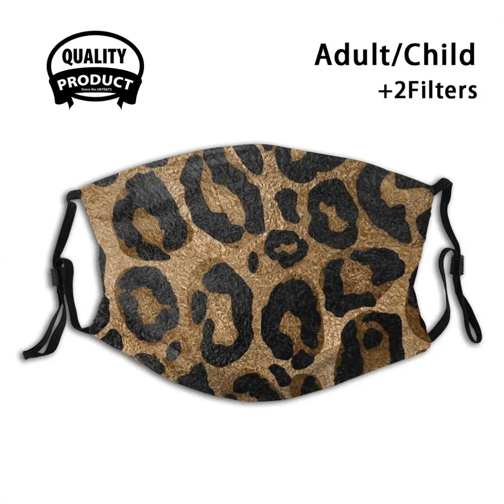 

Golden And Black Glitter Leopard/ Jaguar Print Fashion Trendy Masks Animal Leopard Pattern Chic Fashionable Brown Glitter Gold