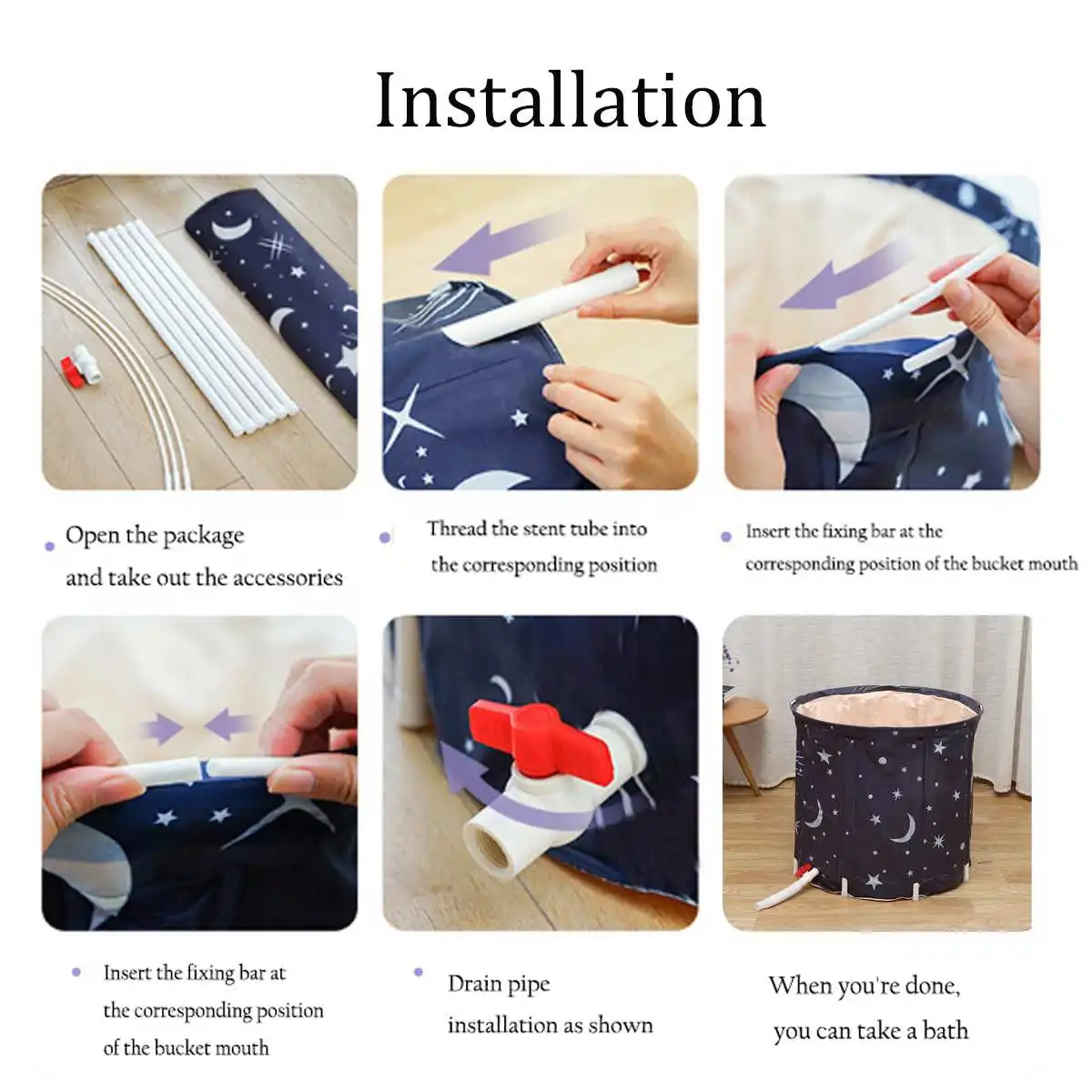 

Portable Bathtub Folding Bath Bucket Foldable Large Adult Tub Baby Swimming Pool Insulation Family Bathroom SPA Sauna Bath Tub