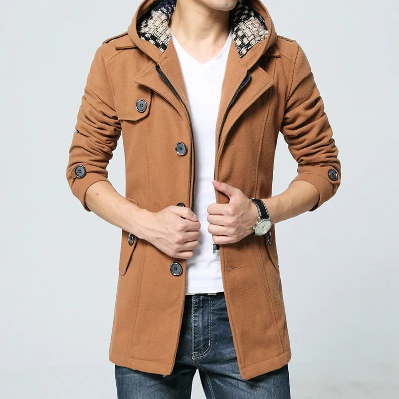 Мужской утолщенный теплый Тренч зимние куртки зимний с капюшоном мужской